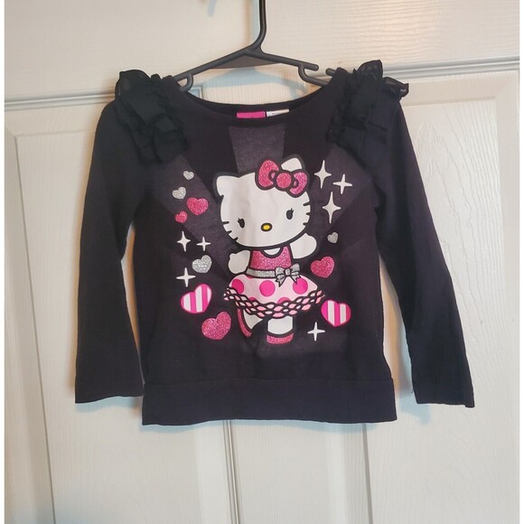 Hello Kitty Ruffle Shoulder Long Sleeve Top Toddler Girl 3T - Picture 1 of 3